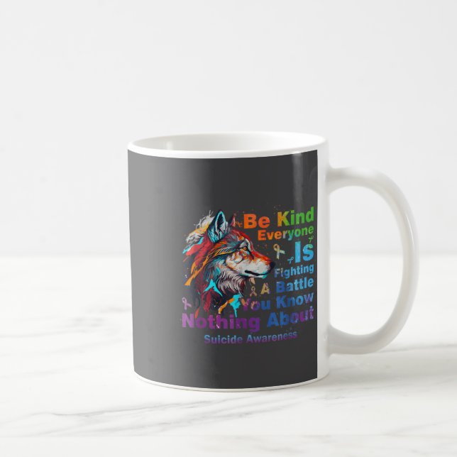 Wolf Be Kind Suicide Awareness Mental Health Suprt Kaffemugg (Höger)