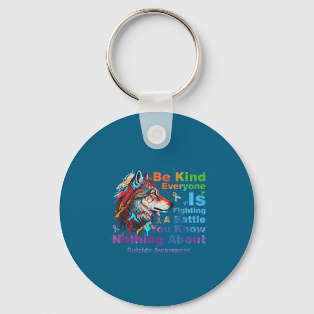 Wolf Be Kind Suicide Awareness Mental Health Suprt Nyckelring (Framsida)