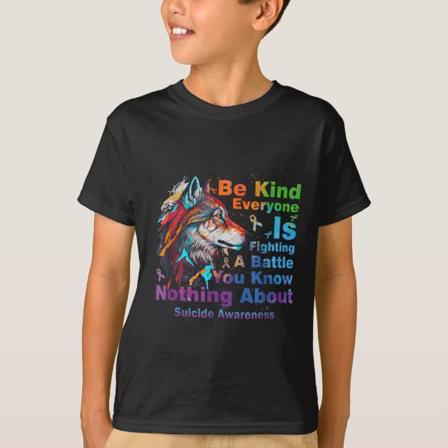 Wolf Be Kind Suicide Awareness Mental Health Suprt T Shirt (Framsida)