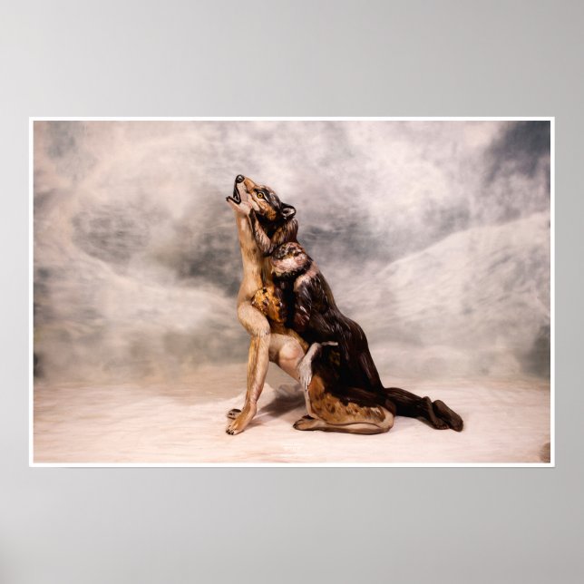 Wolf Bodypainting Illusion Poster (Framsidan)