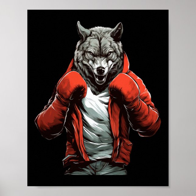 Wolf Boxer Boxning Mixed Martial Arts Kickboxning  Poster (Framsidan)