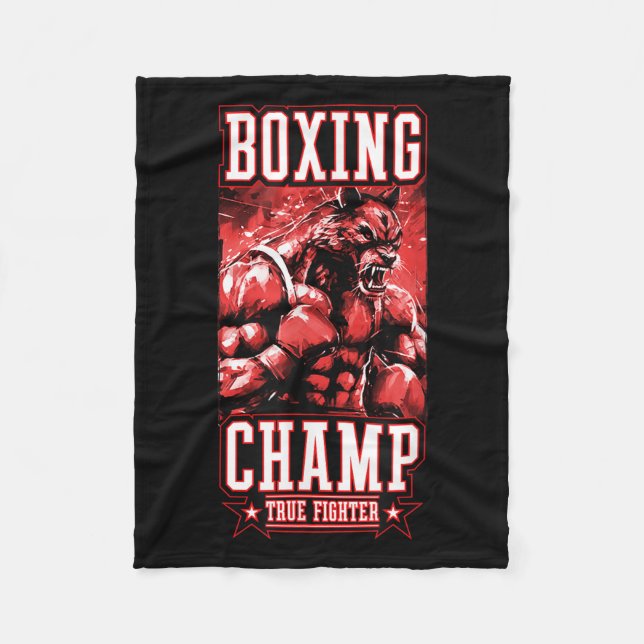 Wolf Boxing Champ _ Boxer Fighter Motivation  Fleecefilt (Framsidan)