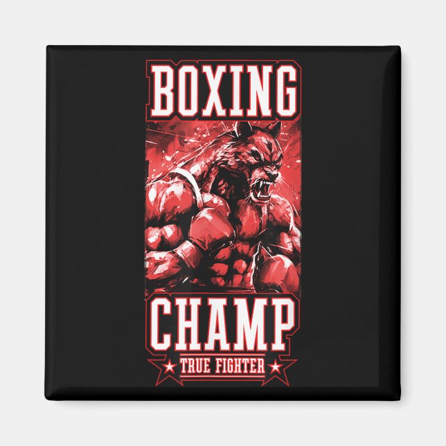 Wolf Boxing Champ _ Boxer Fighter Motivation  Magnet (Framsidan)