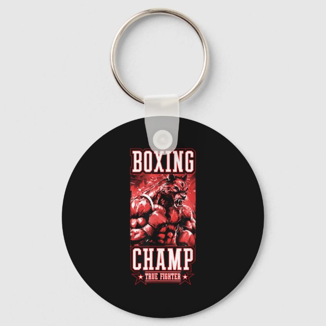 Wolf Boxing Champ _ Boxer Fighter Motivation  Nyckelring (Framsida)
