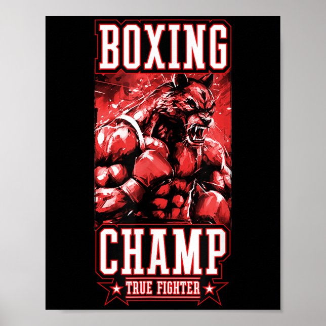 Wolf Boxing Champ _ Boxer Fighter Motivation  Poster (Framsidan)