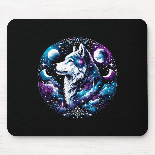 Wolf Celestial Dröm Natt Ylande Måne Rolig Varg Musmatta (Framsidan)