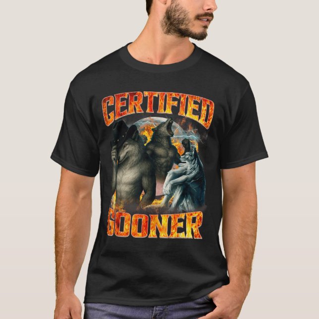 Wolf Certified Gooner Funny Bootleg Meme Dad Papa  T Shirt (Framsida)