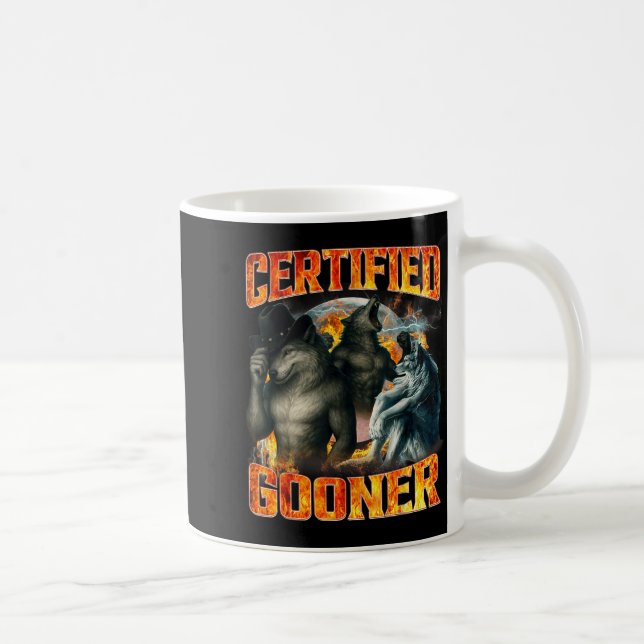 Wolf Certifierad Gooner Rolig Bootleg Meme Pappa P Kaffemugg (Höger)