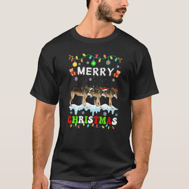 Wolf Christmas Squad Xmas Women Men Kids T Shirt (Framsida)