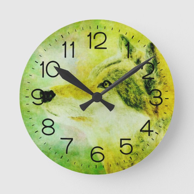 Wolf Clock Rund Klocka (Framsida)