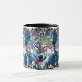 Wolf Coffee Mug - Retro Wolf Polygon Mugg