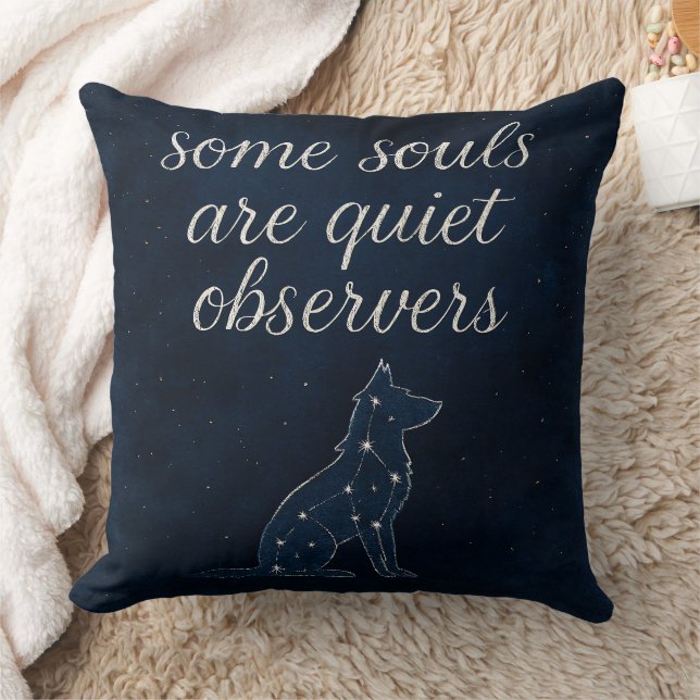 Wolf Constellation Indigo Celestial Throw Pillow Kudde (Filt)