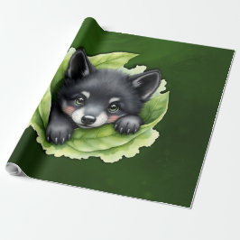 Wolf cub in the green:  presentpapper
