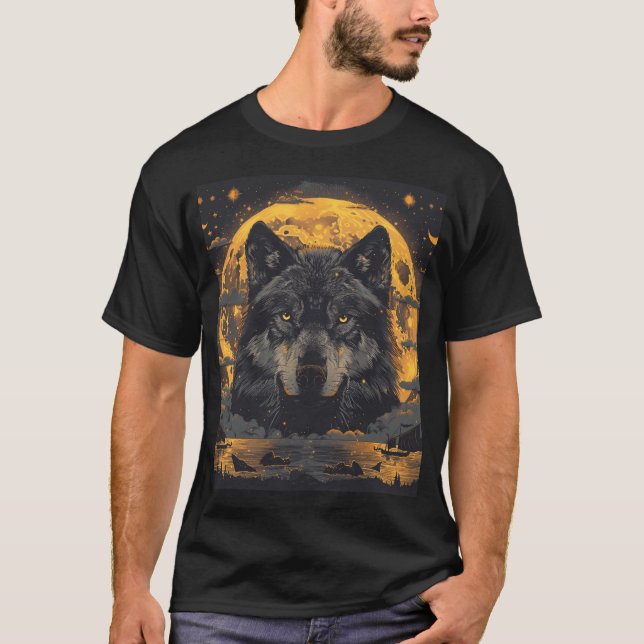 Wolf Design Herr T-shirt med vargar (Framsida)
