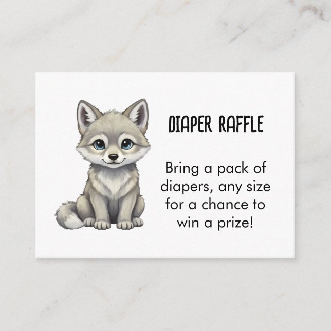 Wolf Diaper Raffle Baby Shower Tilläggskort (Framsida)
