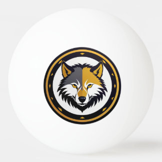 Wolf Emblem Logo With Golden Circle Pingisboll