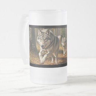 Wolf Frosted Glass Mug style 1 Frostat Ölglas