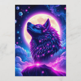 Wolf Galaxy Stars Cosmic Birthday Party Invitation Inbjudningar