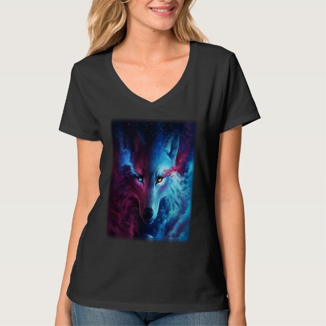 Wolf galaxy wolf   for men and woman t shirt (Framsida)