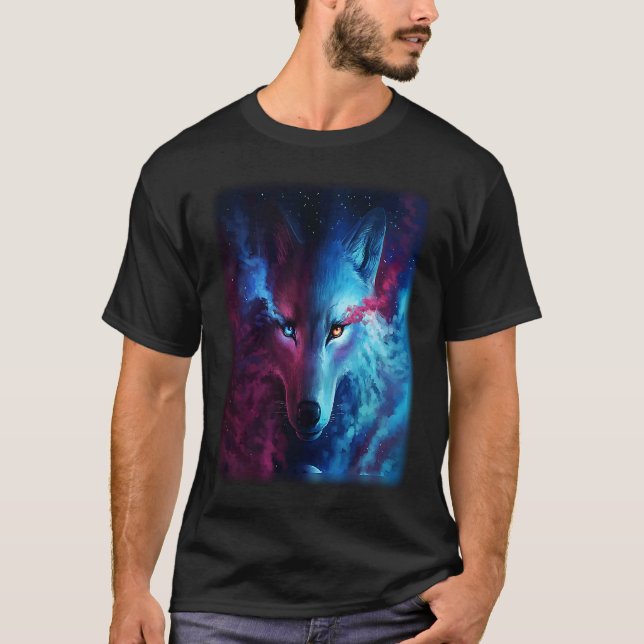 Wolf galaxy wolf   for men and woman t shirt (Framsida)