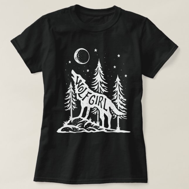 Wolf Girl Forest Howling Moon Graphic Tee (Design framsida)