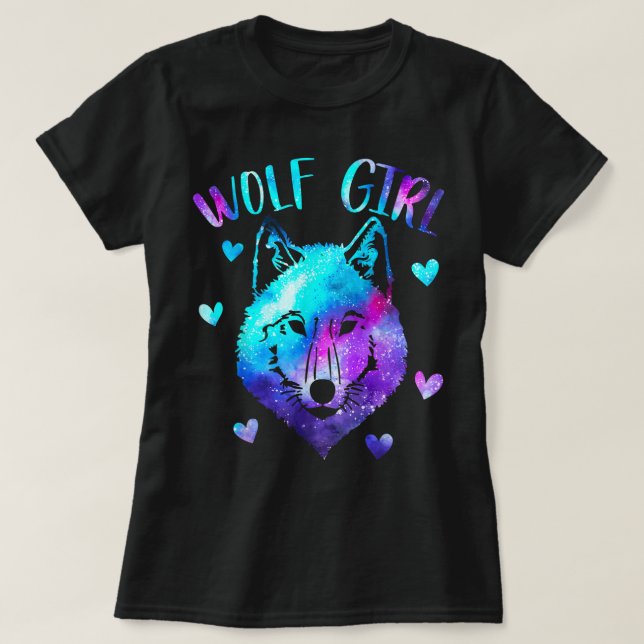 Wolf Girl Galaxy Aesthetic Design T Shirt (Design framsida)