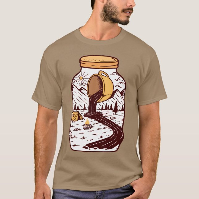 Wolf Glass Coffee Nature Camping Hiker Camping fri T Shirt (Framsida)