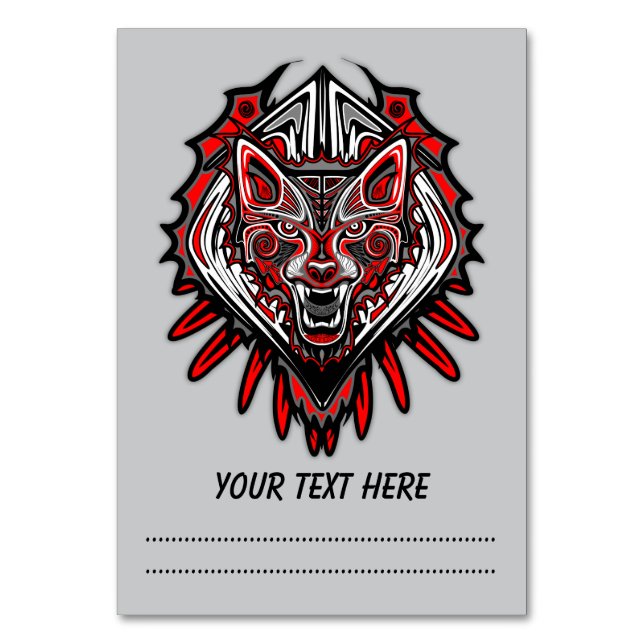 Wolf Haida Tribal Totem Design Bordsnummer (Framsidan)