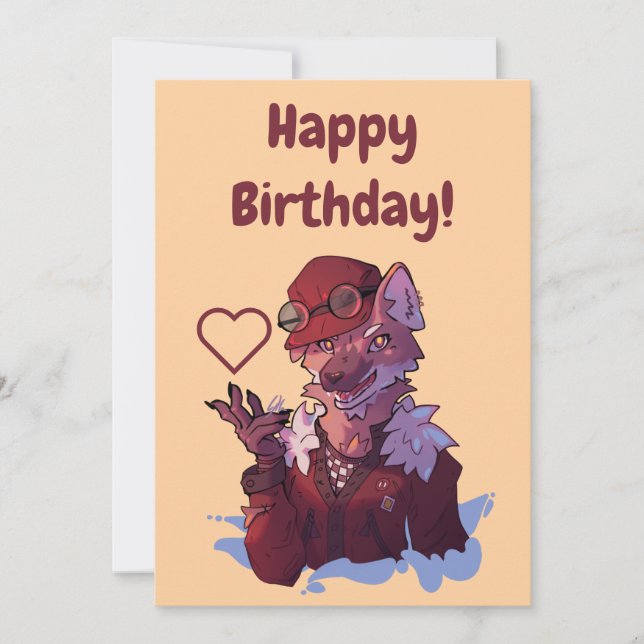 Wolf happy birthday kort (Framsida)