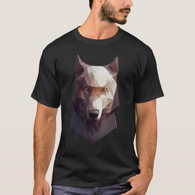 Wolf Head Low Poly Polygon Wolves Geometric T Shirt (Framsida)