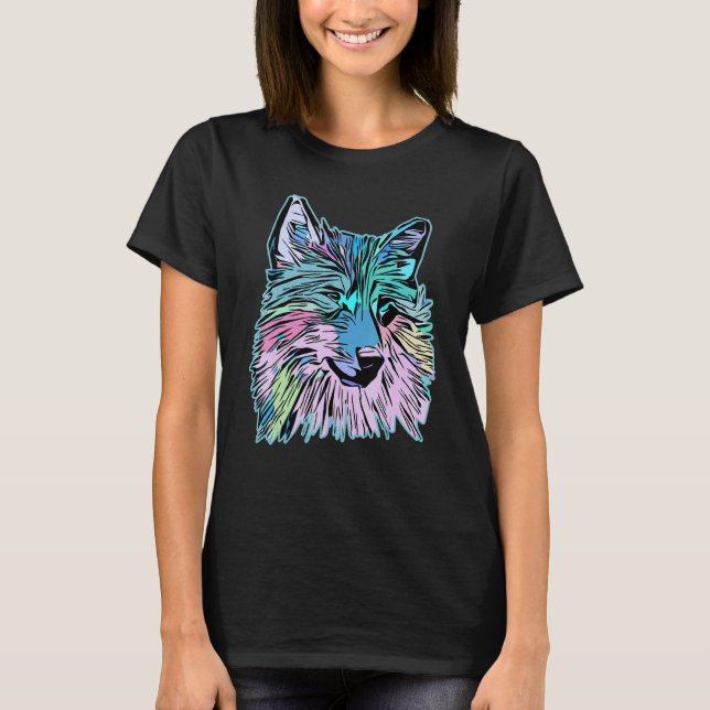 Wolf head predator face imprint with wild animal t shirt (Framsida)