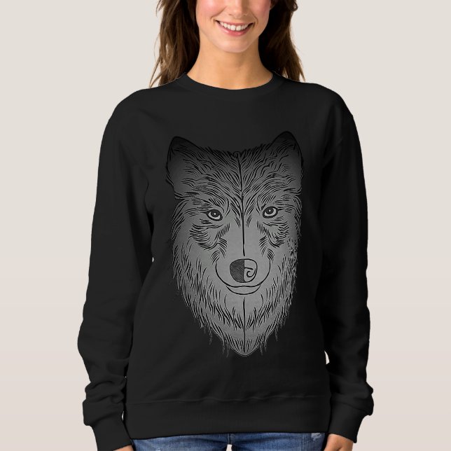 Wolf head predator face imprint with wild animal t shirt (Framsida)