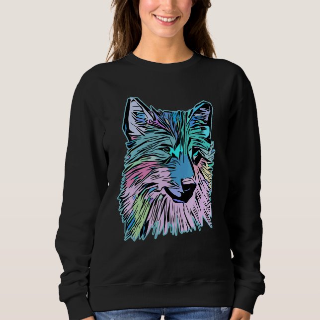 Wolf head predator face imprint with wild animal t shirt (Framsida)