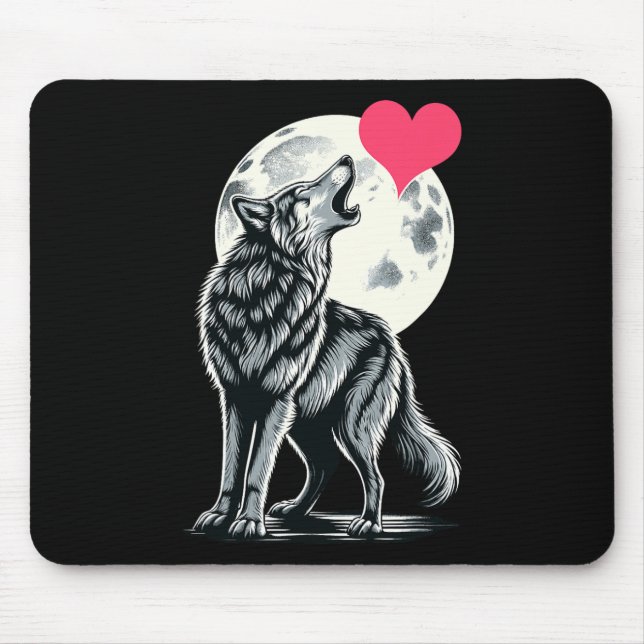 Wolf Holding Heart Valentine's Day Cute Wolves Val Musmatta (Framsidan)