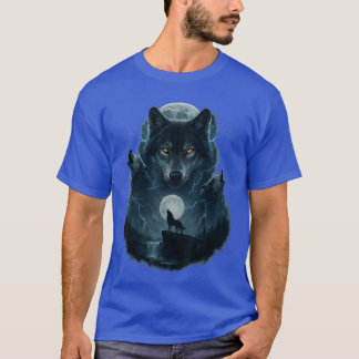 Wolf Howling at Moon Graphic Tees Men Wolves T Shirt