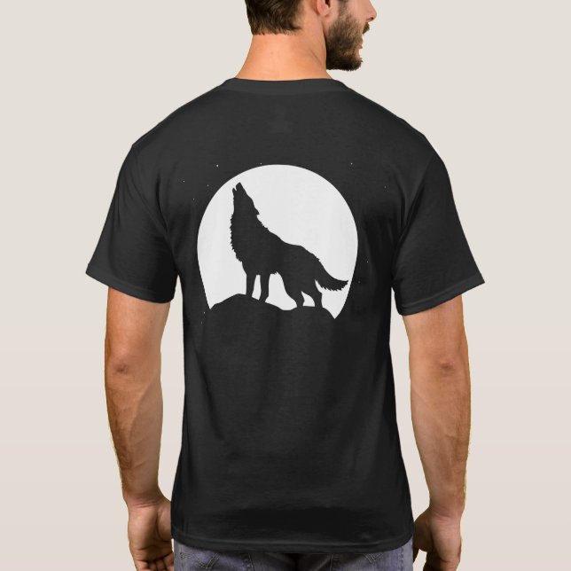 Wolf Howling at the Full Moon T Shirt (Baksida)