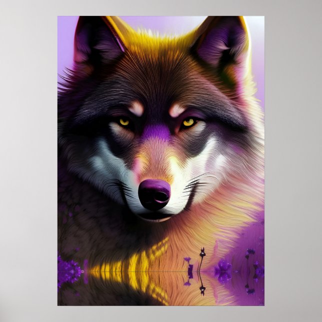Wolf in Purple reflection Poster (Framsidan)