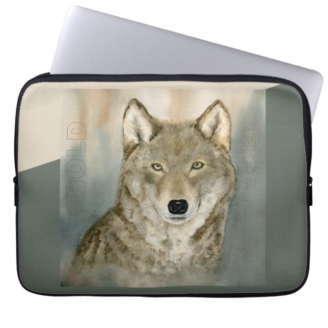 Wolf in the Mist Watercolor Laptop Fodral (Framsidan)