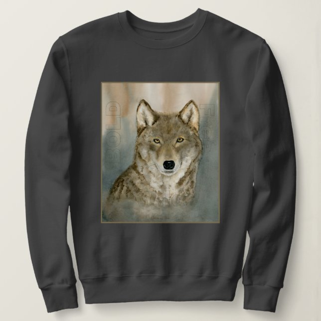 Wolf in the Mist Woatercolor T Shirt (Design framsida)