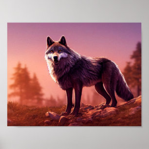 Wolf in Wilderness Decoupage Tissue Paper Poster