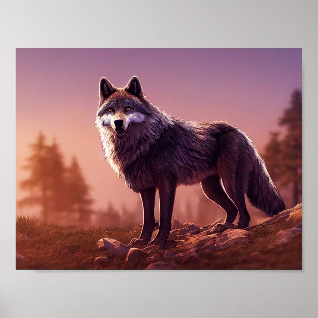 Wolf in Wilderness Decoupage Tissue Paper Poster (Framsidan)