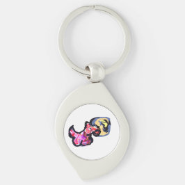 Wolf light moon  swirl silverfärgad nyckelring