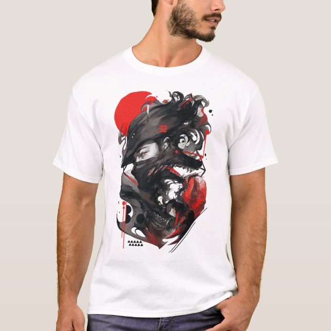 Wolf Man Goth Style Vaporwave Urban  T Shirt (Framsida)