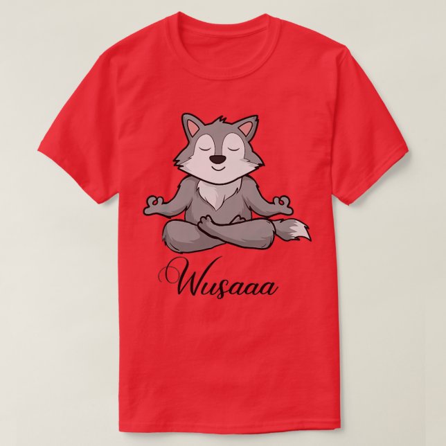 Wolf meditation sunflower Breathe Deep wusaaa calm T Shirt (Design framsida)