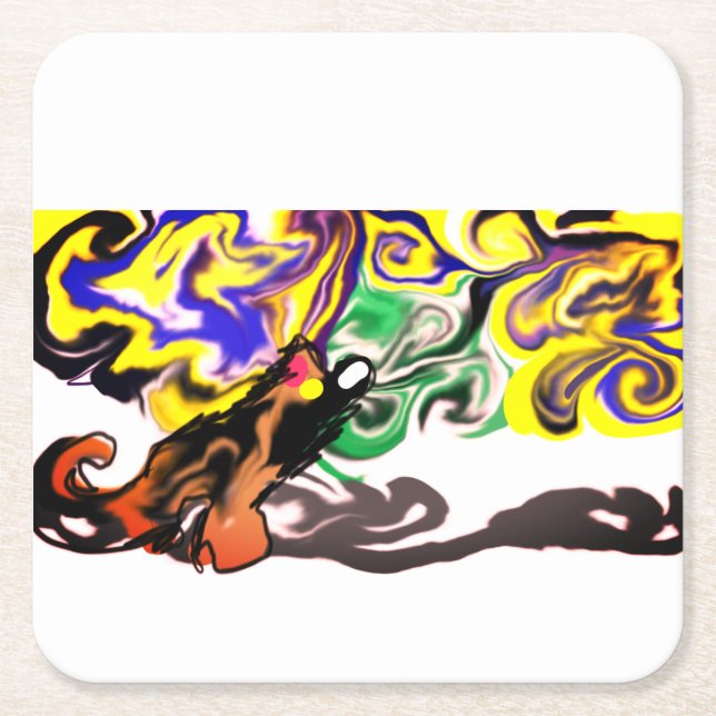 Wolf night stary  underlägg papper kvadrat (Framsidan)