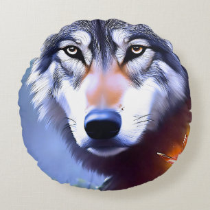 Wolf Oil Paint the essence of Beauty. Rund Kudde