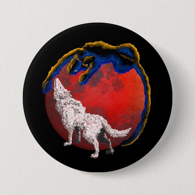 Wolf Panther Lunar Eclipse Button Knapp (Framsida)
