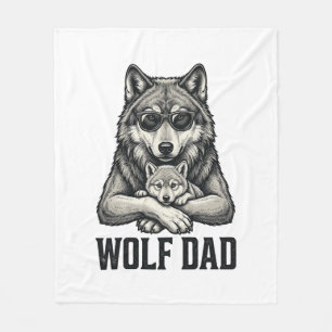 Wolf Pappa Vintage Gravyr Vektor T-Shirt Design_1 Fleecefilt