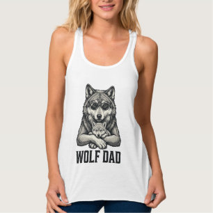 Wolf Pappa Vintage Gravyr Vektor T-Shirt Design_1 Linne Med Racerback