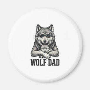 Wolf Pappa Vintage Gravyr Vektor T-Shirt Design_1 Magnet